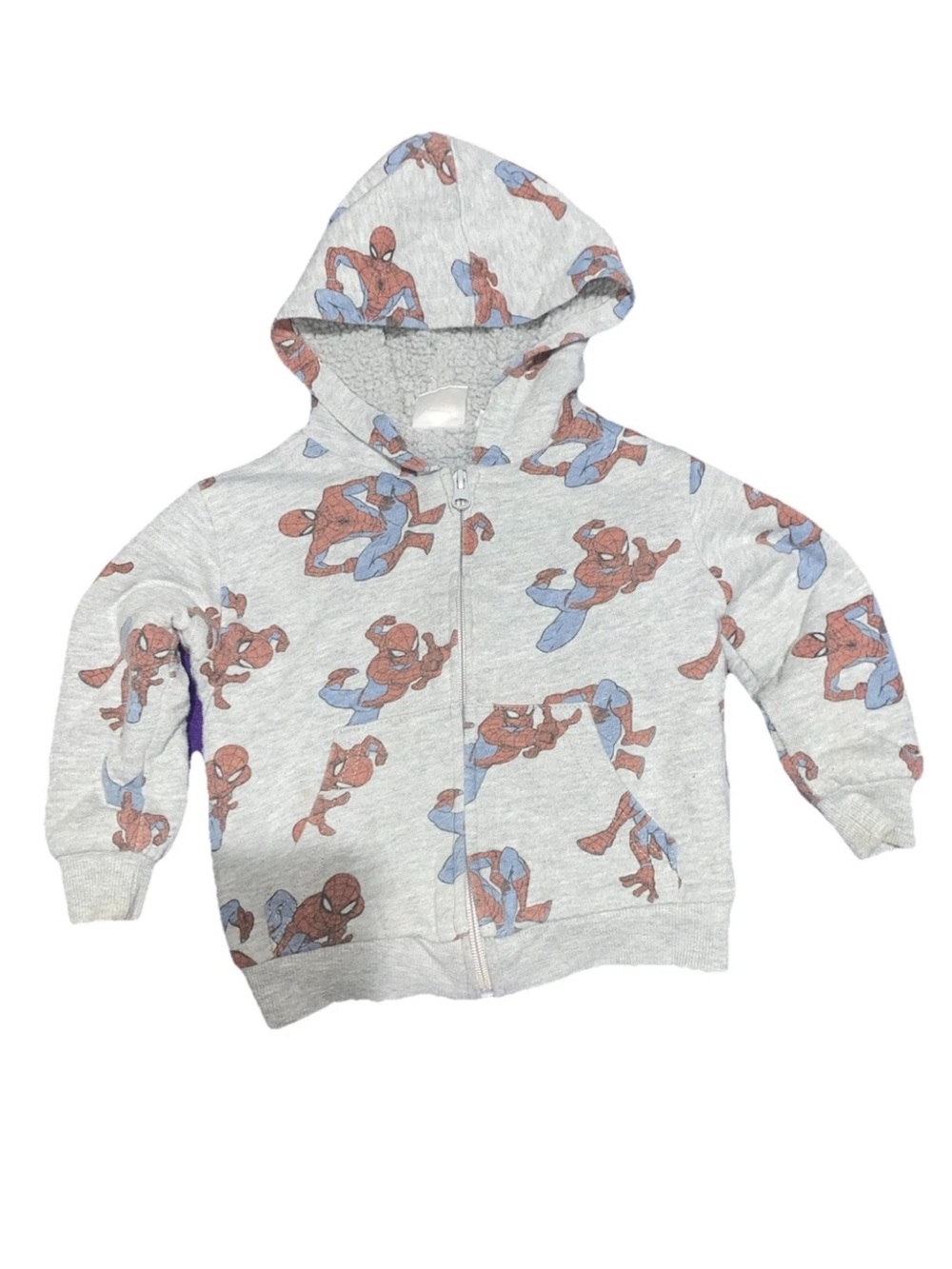 Target Kids Light Gray Spider-Man Allover Zip Hoodie with Red and Blue Print